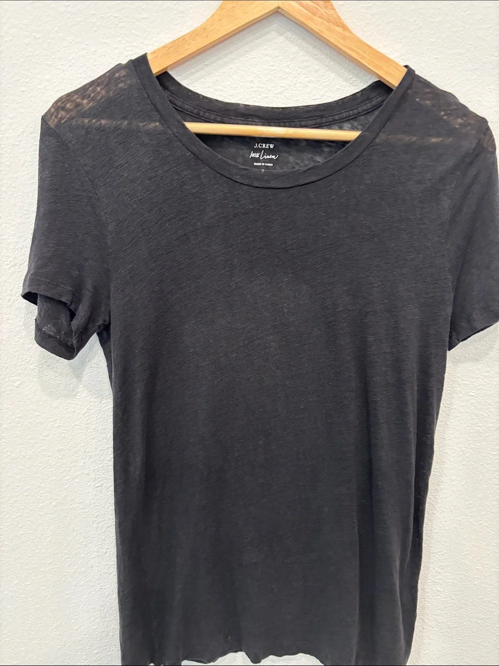 J. Crew Women’s 100% Linen Black Short Sleeve Crewneck Tee Size S